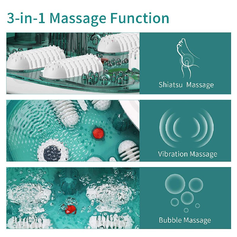 MM-20A-3 Foot Spa Bath Massager na may Heat at Apat na Malaking Massage Roller