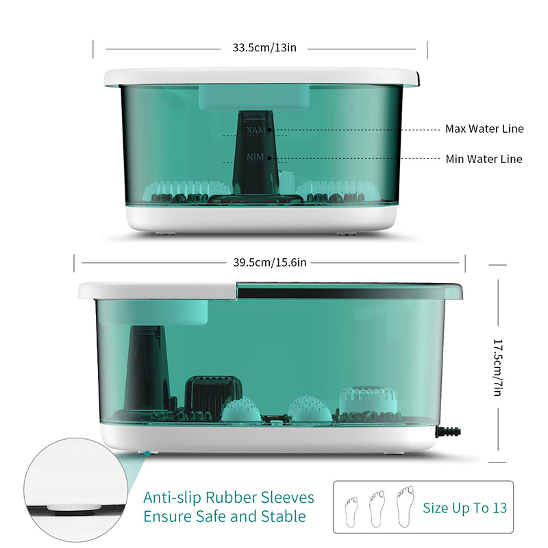 MM-20A-3 Foot Spa Bath Massager na may Heat at Apat na Malaking Massage Roller