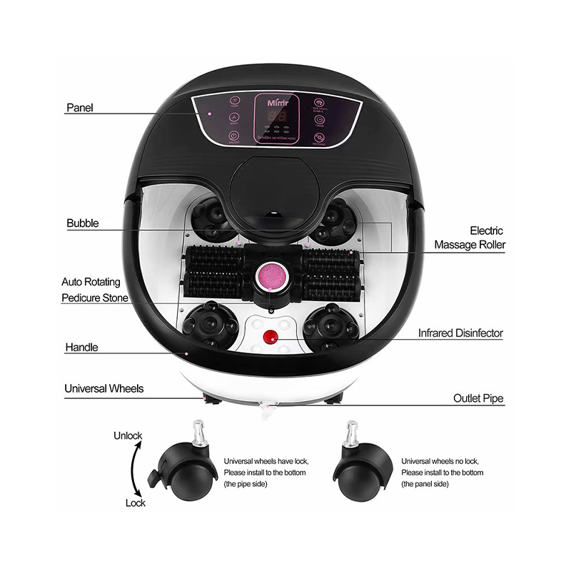 MM-18C Awtomatikong Foot Spa Bath Massager na May 8pcs Massage Roller At Pumice Stone