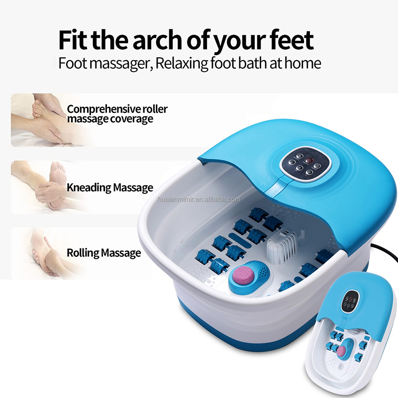 MZD-02F Collapsible Foot Spa Machine na may 16pcs Massage Roller at Medicine Box