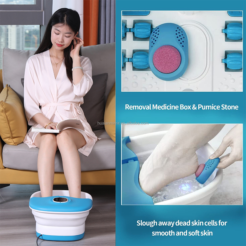 MZD-02F Collapsible Foot Spa Machine na may 16pcs Massage Roller at Medicine Box